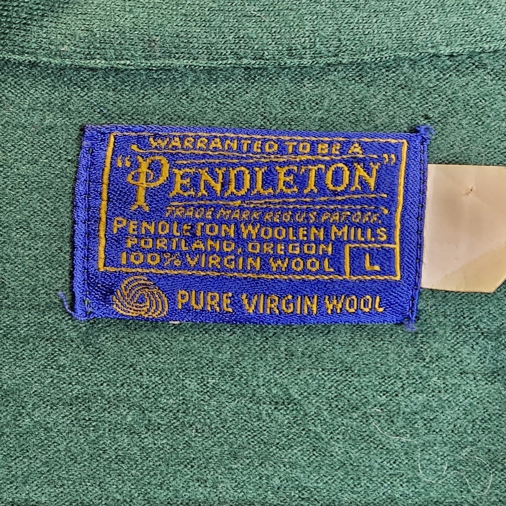 Rare 70's Pendelton Wool 1/2 Zip Green Pullover Shirt Sweater - Picture 2 of 3
